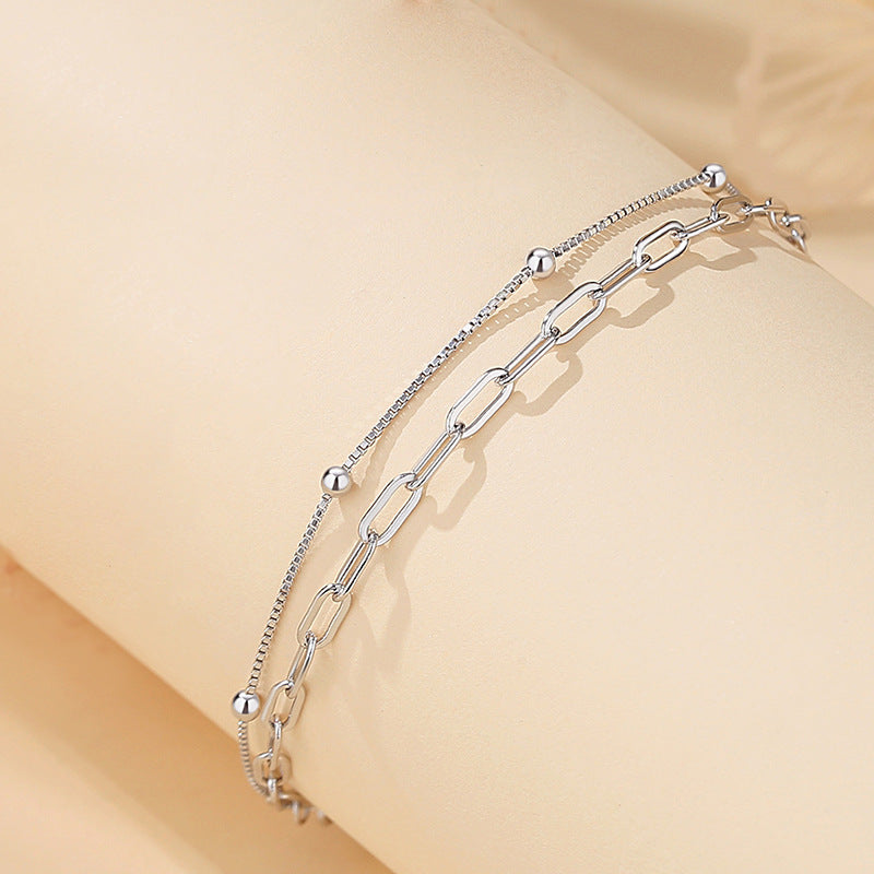 Double Knot Silver Chain Bracelet