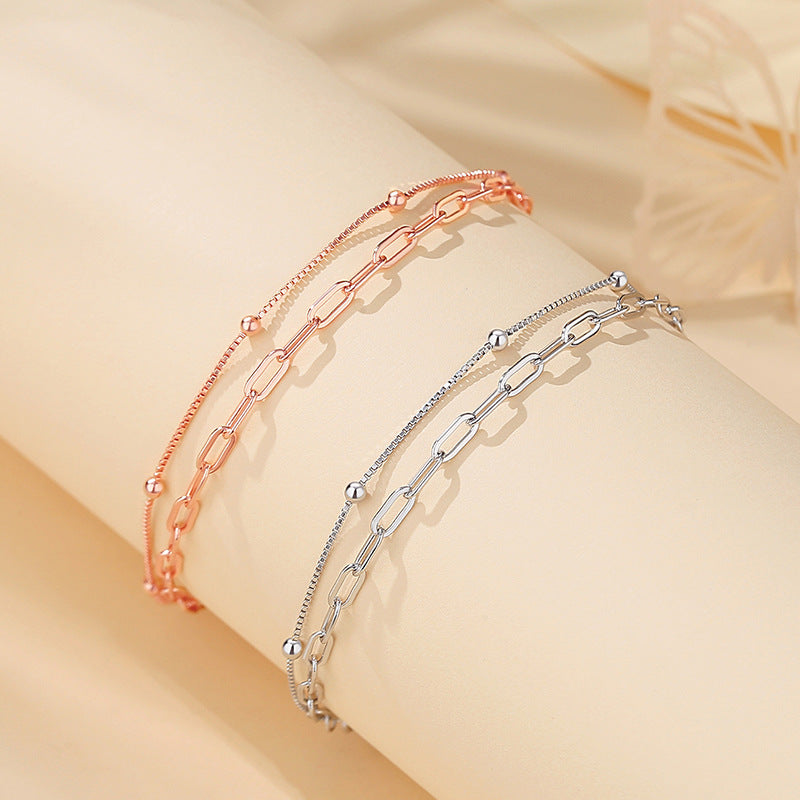 Double Knot Silver Chain Bracelet