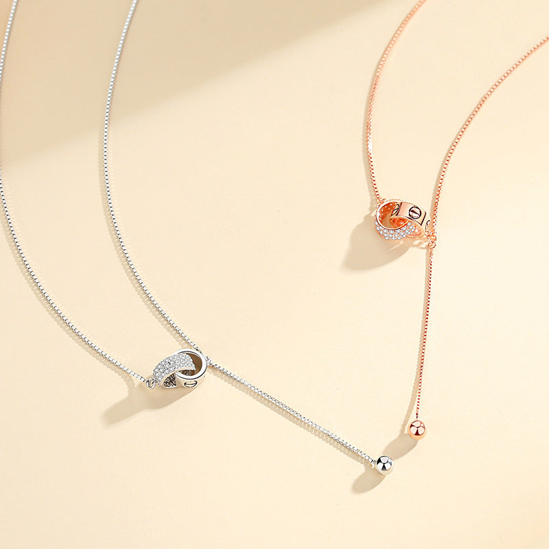 Twin Soul Strip Long Chain Necklace