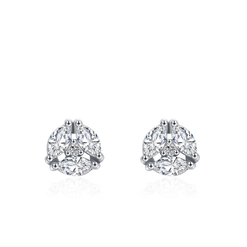 Silver Triangle Stone Earrings