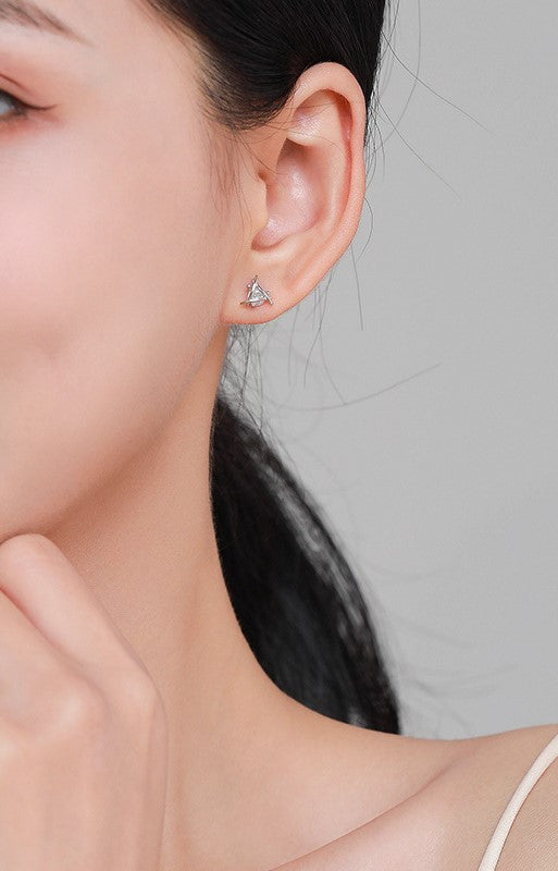 Stone in a Triangle Cage Earrings