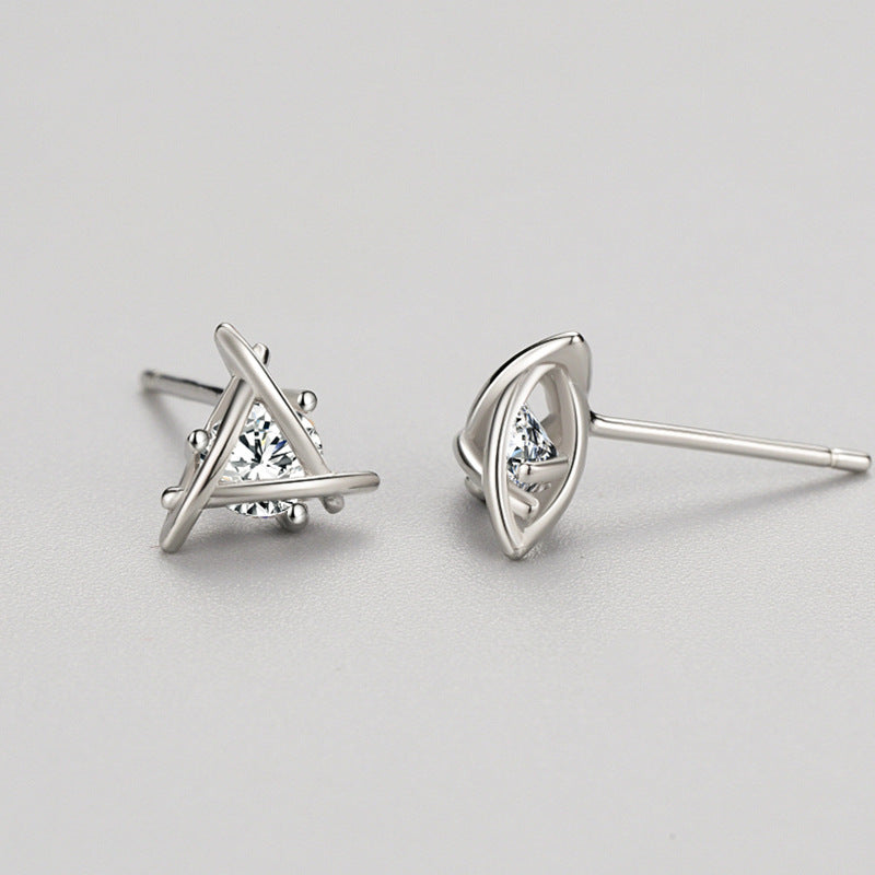 Stone in a Triangle Cage Earrings