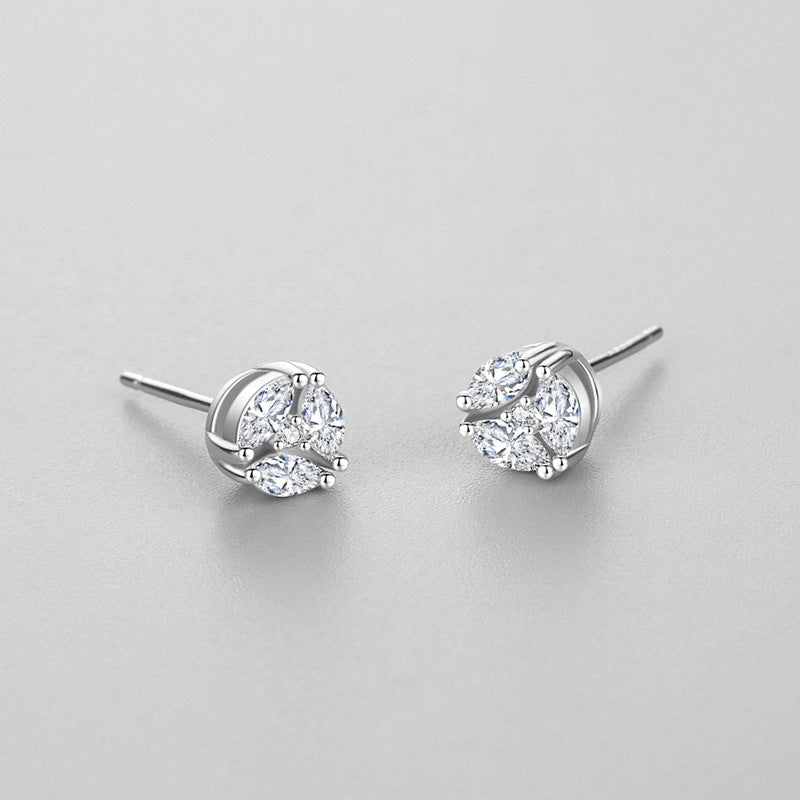 Silver Triangle Stone Earrings